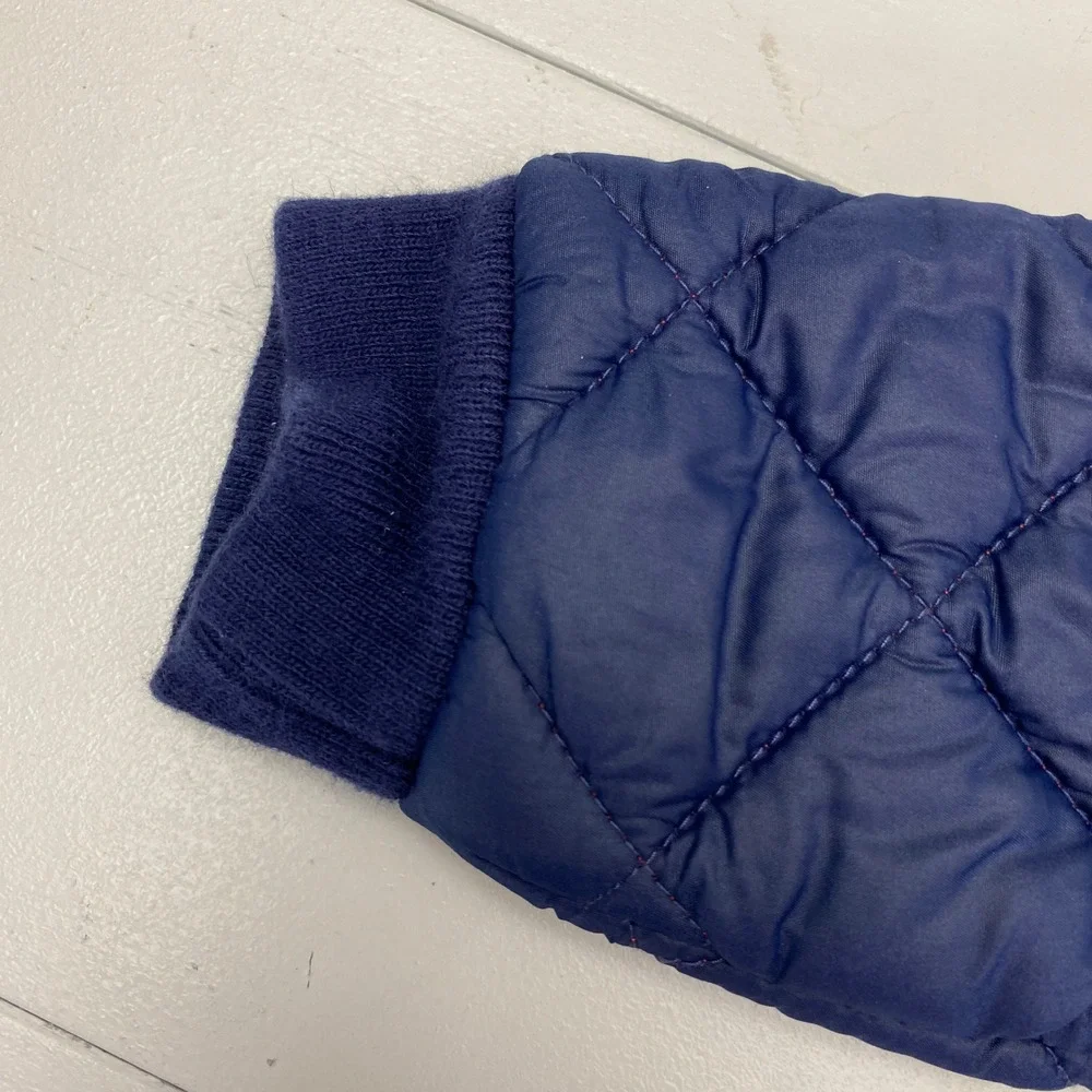 Ralph Lauren Quilted Bomber Jacket Baby Boy 3M Navy Blue Red Pony Zip Up Coat